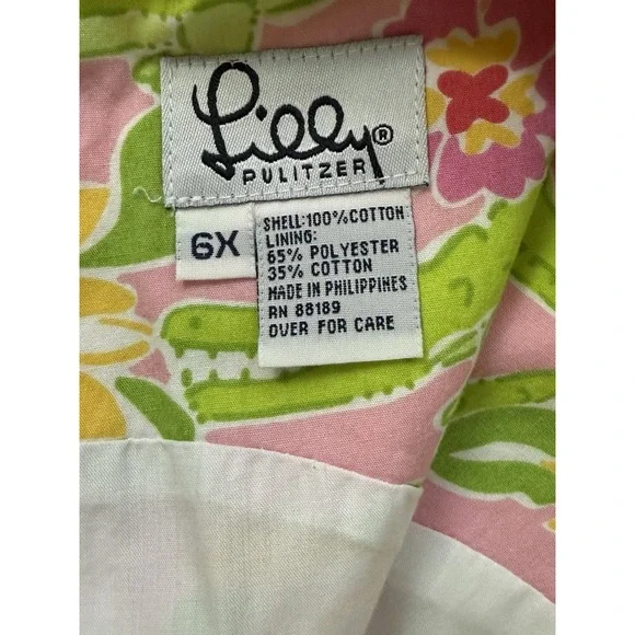 Lilly Pulitzer Girls‎ Size 6x Dress Alligator Floral Lined Vtg 90's Sleeveless - Picture 3 of 7